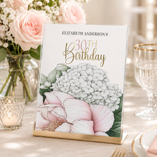 Signe De Table Fuchsia Pivoine Floral 30e Anniversaire