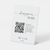 Signe De Table Fun de lune de miel | Mariage de code QR de script (Recto)