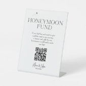 Signe De Table Fun de lune de miel | Mariage de code QR de script (Recto)