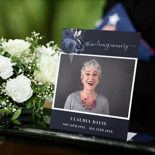 Signe De Table Funérailles bleu photo commémoration de la vie