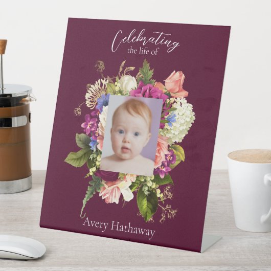 Signe De Table Funérailles de la photo rose florale (In SItu)