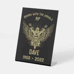 Signe De Table Funérailles de moto en mémoire