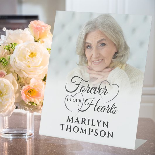 Signe De Table Funérailles Mémorial photo JAMAIS DANS NOS COEURS