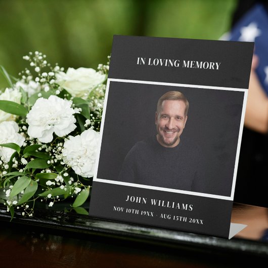 Signe De Table Funérailles noir blanc photo réception mémorial