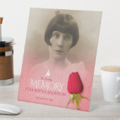 Signe De Table Funérailles rose rouge photo souvenir (In SItu)