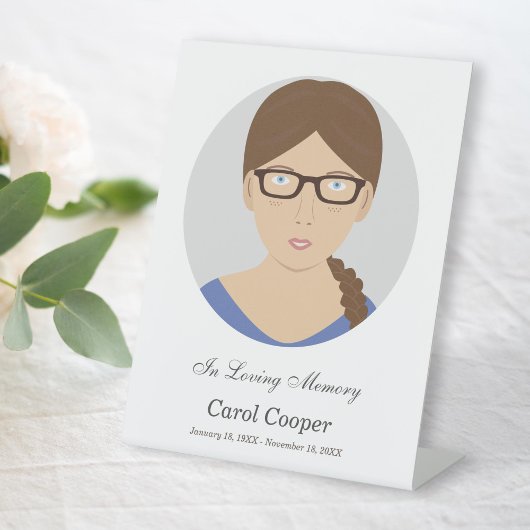 Signe de table funéraire sobre avec photo