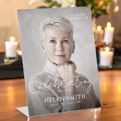 Signe De Table Funeral Memorial Elegant Minimalist Custom Photo