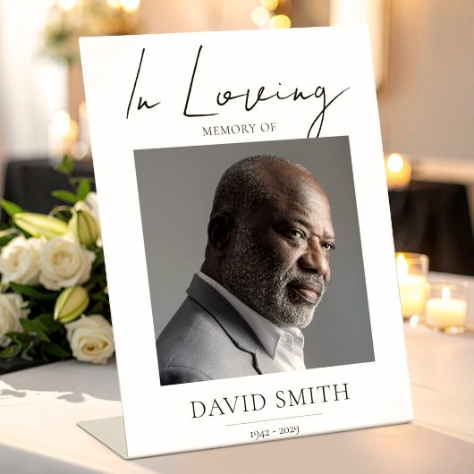 Signe De Table Funeral Memory Photo Minimalist Classic