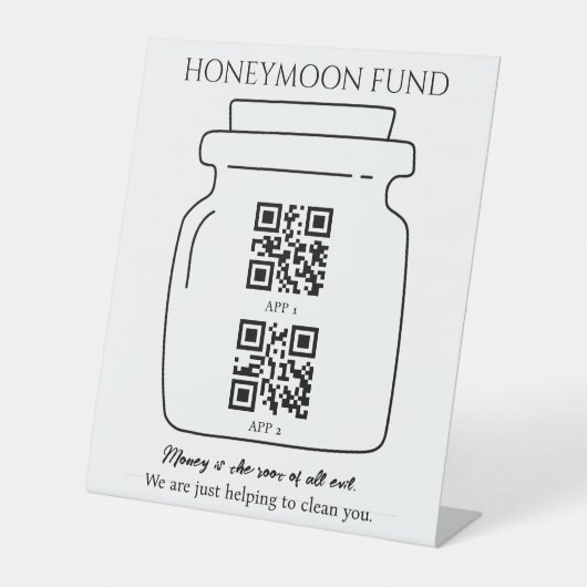 Signe De Table Funky honeymoon fund QR code digital tip jar (Recto)