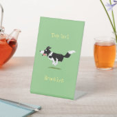 Signe De Table Funny Border Collie chien en course dessin animé (In SItu)