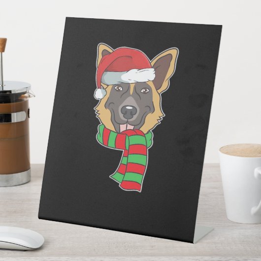 Signe De Table Funny Christmas Dog Xmas Santa German Shepherd Hol (In SItu)
