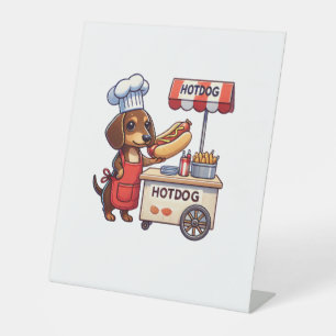 Signe De Table Funny Dachshund Chien Weiner Saucisse Hotdog Sandw