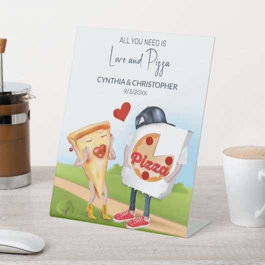 Signe De Table Funny Fête des mariées de pizza (In SItu)