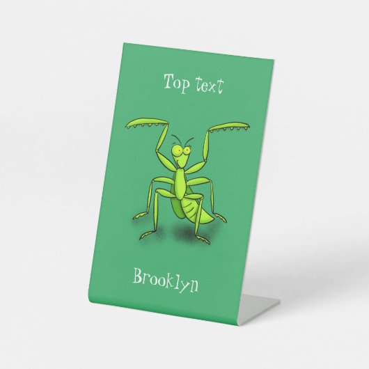 Signe De Table Funny green praying mantis cartoon illustration (Recto)