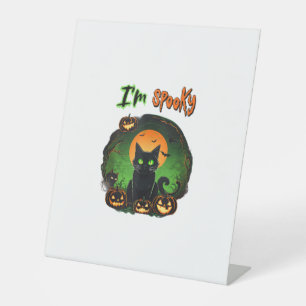 Signe De Table Funny Halloween Éffrayant Chat noir Citrouille Cha