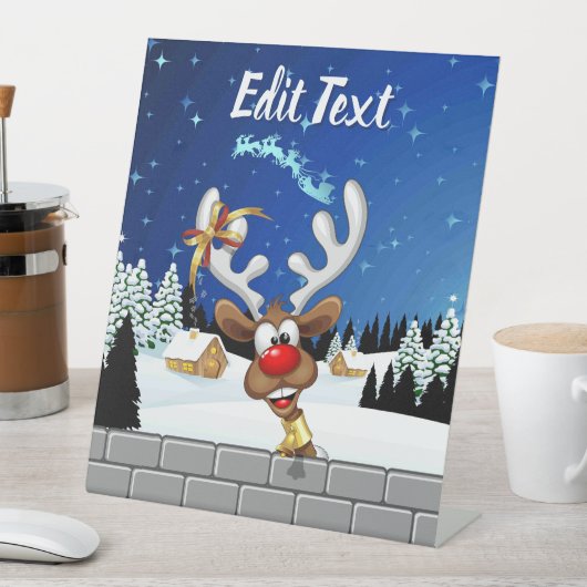 Signe De Table Funny Reindeer Peeking Christmas Meme  (In SItu)