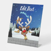 Signe De Table Funny Reindeer Peeking Christmas Meme  (Recto)