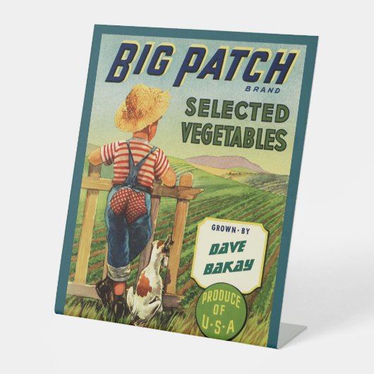 Signe De Table Garçon de ferme américain personnalisé (Recto)