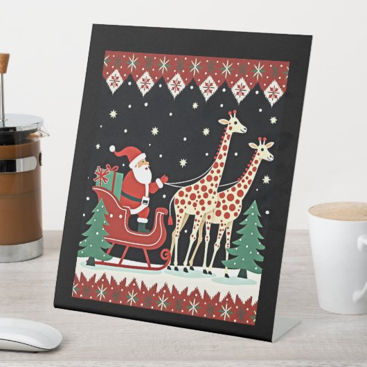 Signe De Table Garçons Filles Santa Claus équitation Giraffe Slei (In SItu)