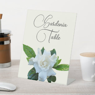 Signe De Table Gardenia Flower Mariage Nom ou numéro de table Ped