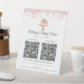 Signe De Table Gâteau Rouge Clair Rose 2 Code QR Payer ici Boulan (In SItu)