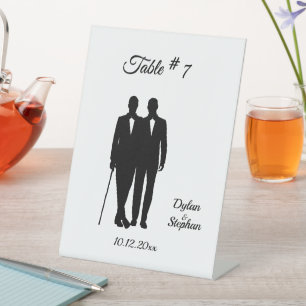 Signe De Table Gay Mariage Groom w Noms et Numéro de table de dat