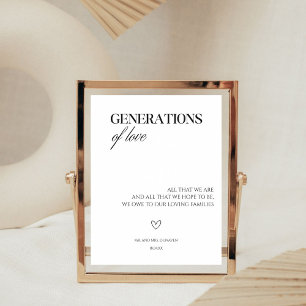 Signe De Table Générations d'amour Élégant minimaliste Mariage