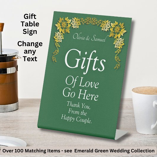 Signe De Table Gifts Table Emerald Green  Acrylic Pedestal Sign 