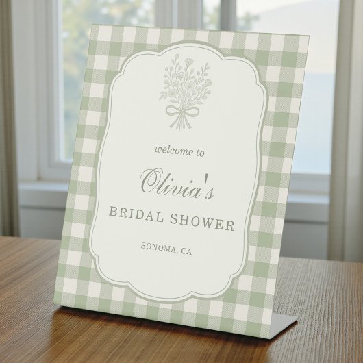 Signe De Table Gingham Floral Bow Bridal Shower Welcome Sign