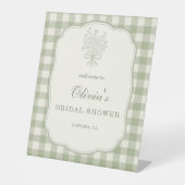 Signe De Table Gingham Floral Bow Bridal Shower Welcome Sign (Recto)