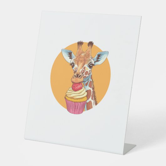 Signe De Table Girafe avec Cupcake (Recto)