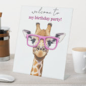 Signe De Table Girafe Mignonne avec Lunettes Roses (In SItu)