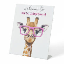 Girafe Mignonne avec Lunettes Roses