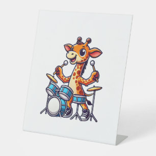 Signe De Table Girafe mignonne jouant de la batterie Girafes batt