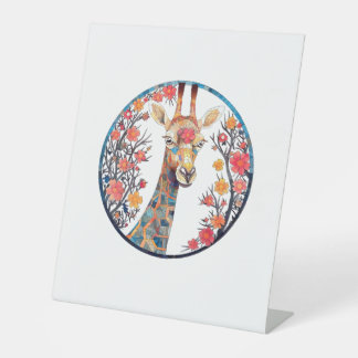 Signe De Table Giraffe Artwork Colourful - Church Blossom Animals