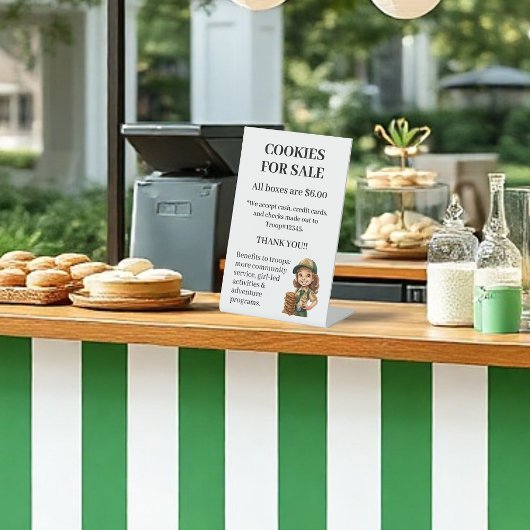 Signe De Table Girl Scout Booth Cookies for Sale