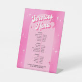 Signe De Table Girly Pink Retro Beauté Spa Lashes Prix Menu (Recto)