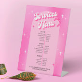 Signe De Table Girly Pink Retro Beauté Spa Lashes Prix Menu