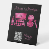 Signe De Table Glam Black & Hot Pink Maquillage Artiste QR Code (Recto)
