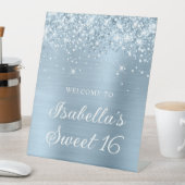 Signe De Table Glittery Dusty Blue Foil Sweet 16 Bienvenue (In SItu)