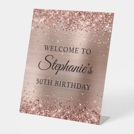 Signe De Table Glittery Rose Gold Foil 50e anniversaire (Recto)