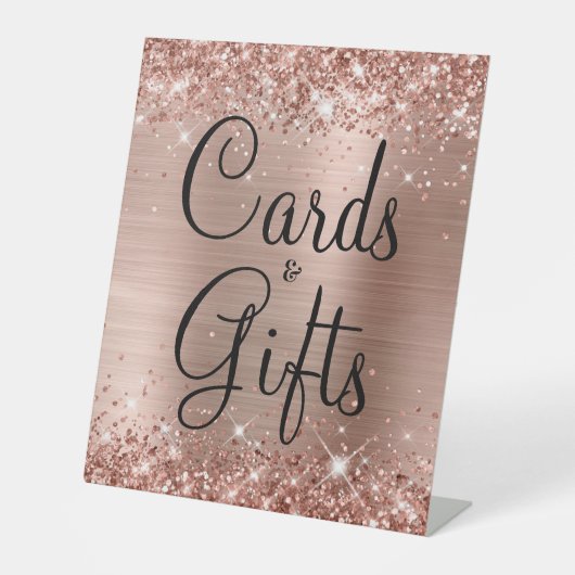 Signe De Table Glittery Rose Gold Foil Cartes de mariage et cadea (Recto)