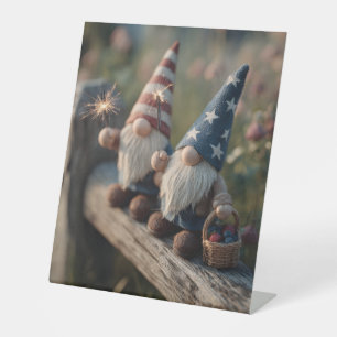 Signe De Table Gnomes américains patriotiques avec des étincelant