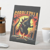 Signe De Table Gobblezilla Éffrayant Turquie Thanksgiving Gobble (In SItu)