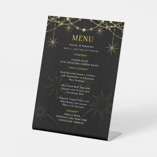 Signe De Table Gold Black Wedding Menu (Recto)