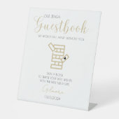 Signe De Table Gold Calligraphy Jenga Guestbook Mariage Connexion (Recto)