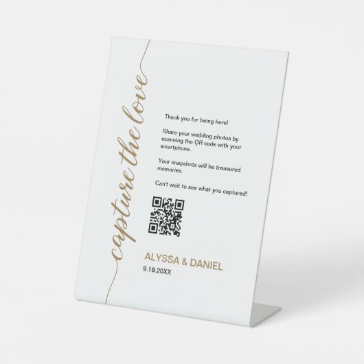 Signe De Table Gold Capture de l'amour code QR mariage photo part (Recto)