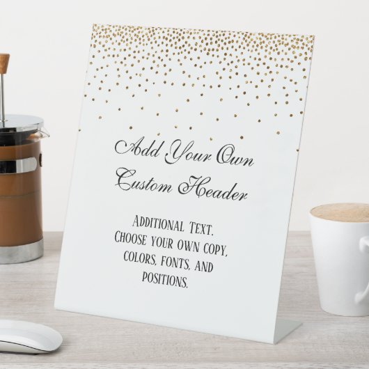 Signe De Table Gold Confetti Élégant Do It Yself Mariage Sign (In SItu)