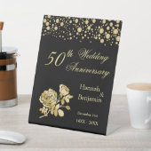 Signe De Table Gold Confetti Rose 50e anniversaire Mariage (In SItu)