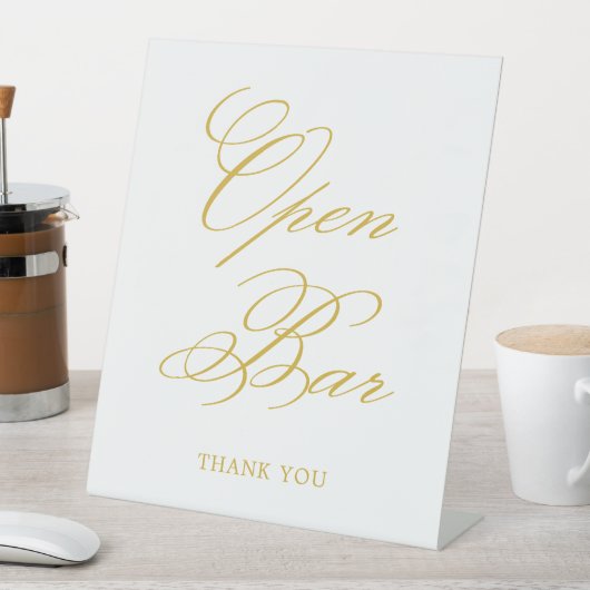 Signe De Table Gold Elegant Calligraphy Mariage Open Bar (In SItu)